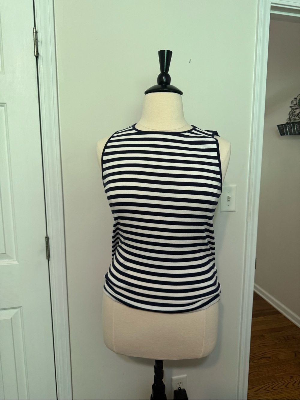 J. Crew Navy & White Striped Sleeveless Tank